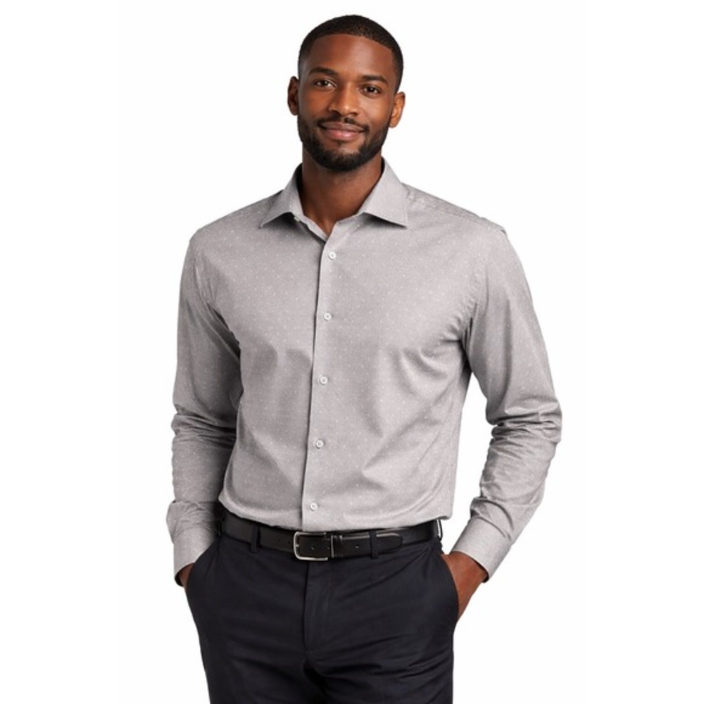 Kenneth Cole New York Gray Non Iron Slim Fit Dress Shirt 17 34/35 Cotton‎ 77-47